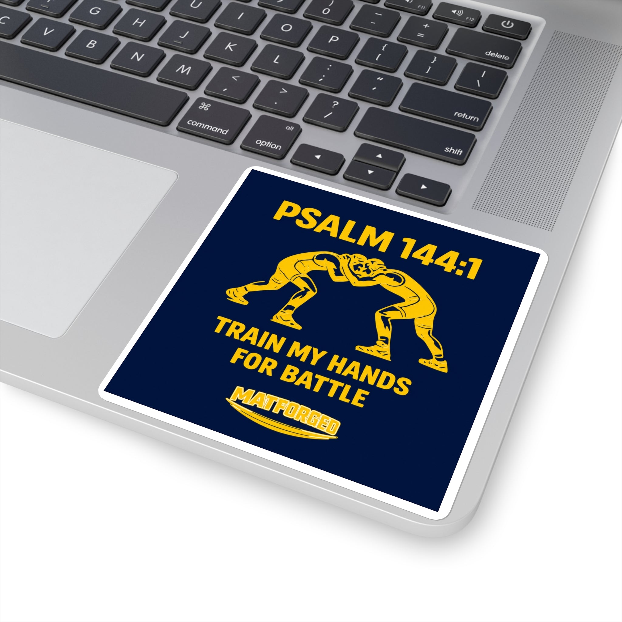 FaithForged - Psalm 144:1 Train My Hands For Battle Square Sticker