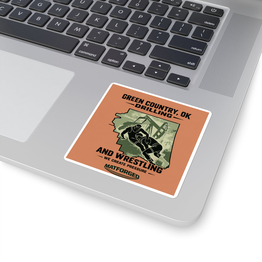 Wrestling Hotbed/Bragging Rights - Green Country, OK Drilling and Wrestling Square Sticker