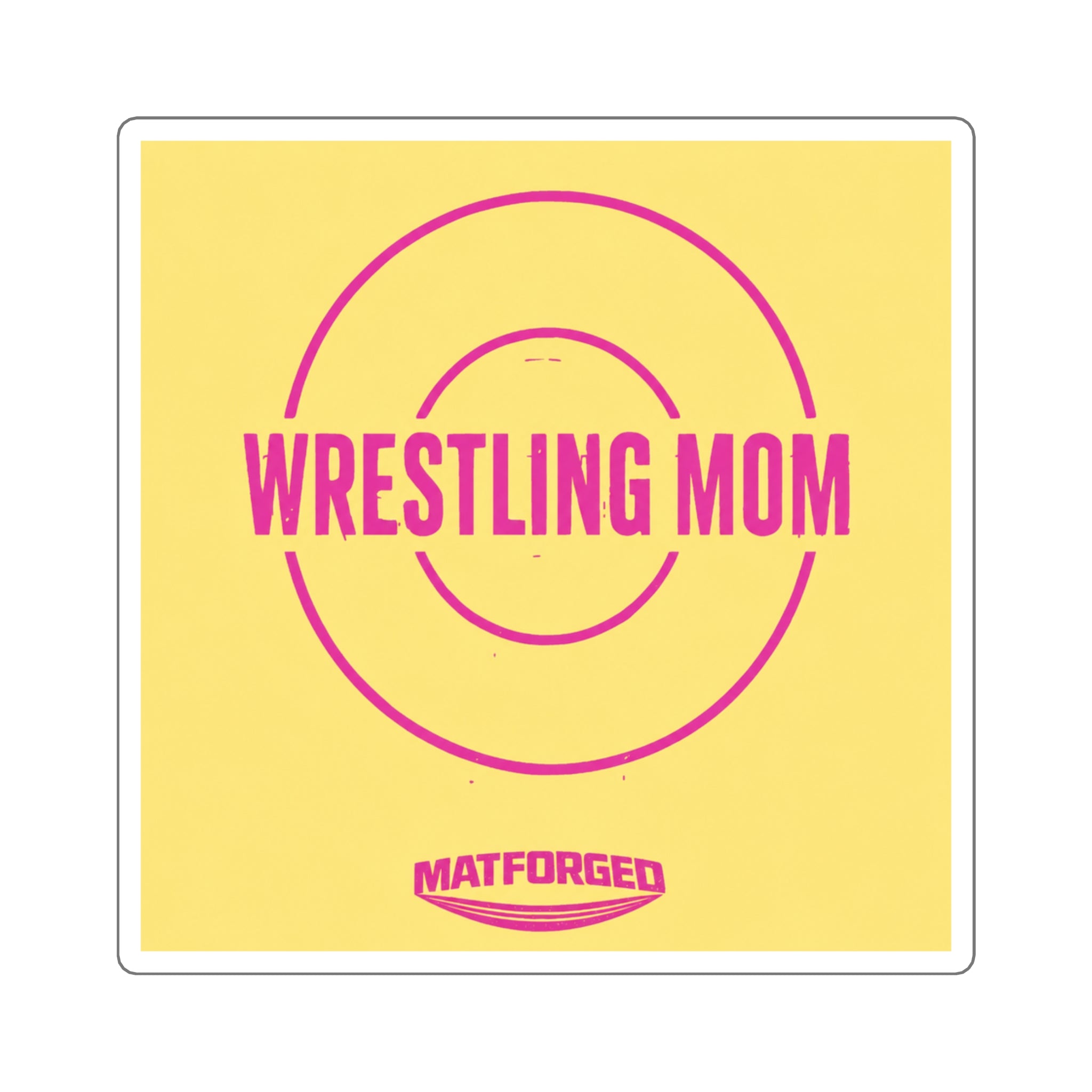 Support System - Wrestling Mom Yellow Square Sticker