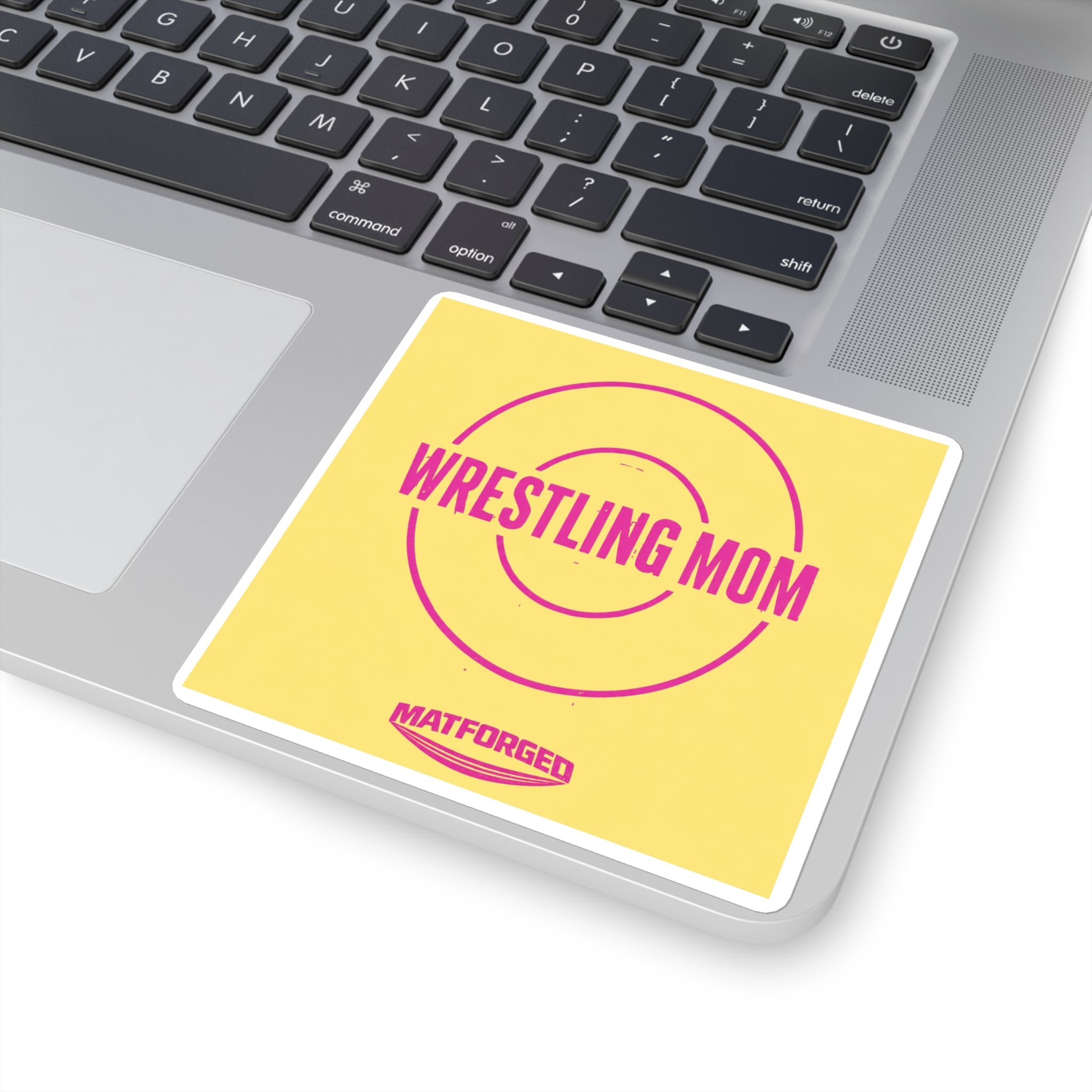 Support System - Wrestling Mom Yellow Square Sticker