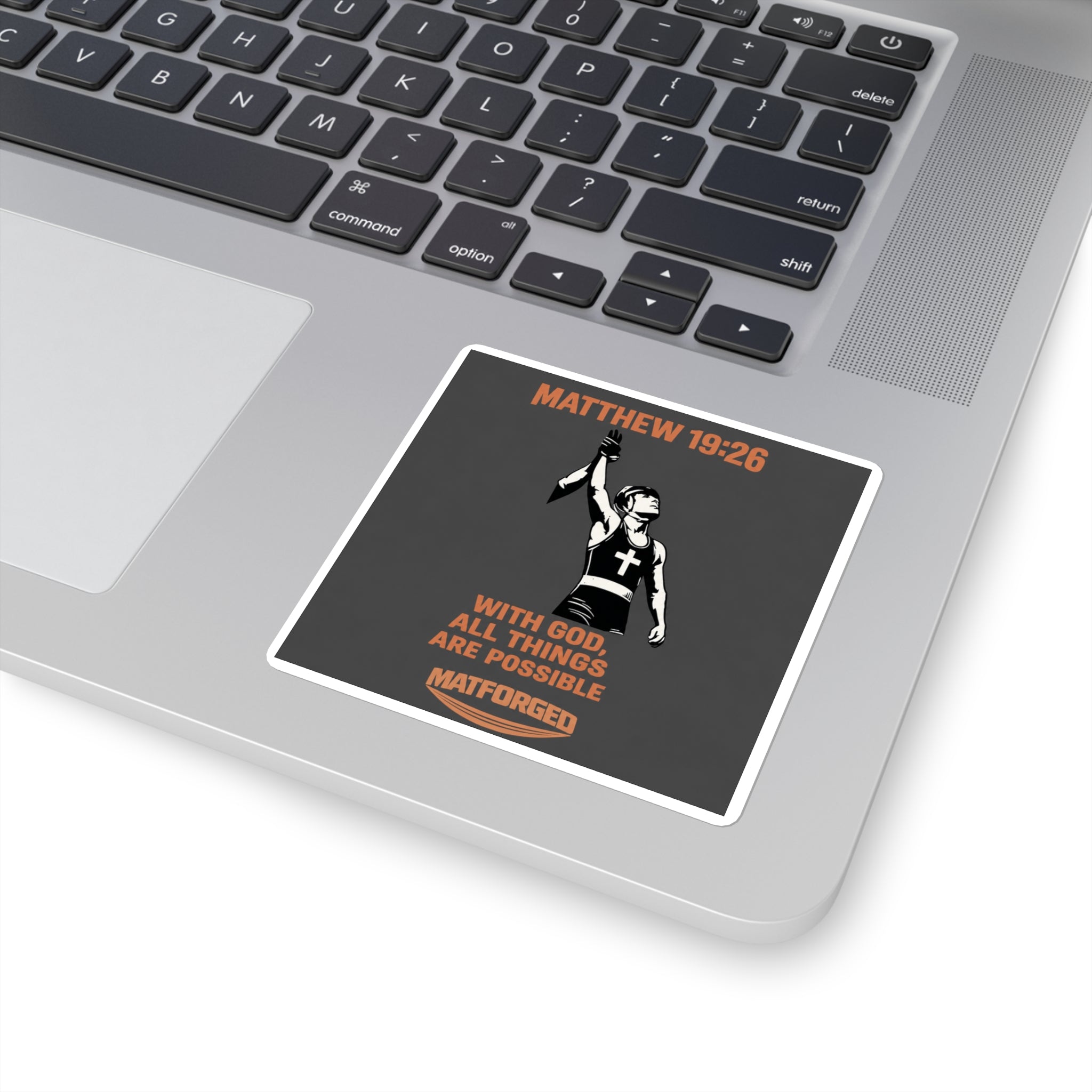 FaithForged - Matthew 19:26 Square Sticker