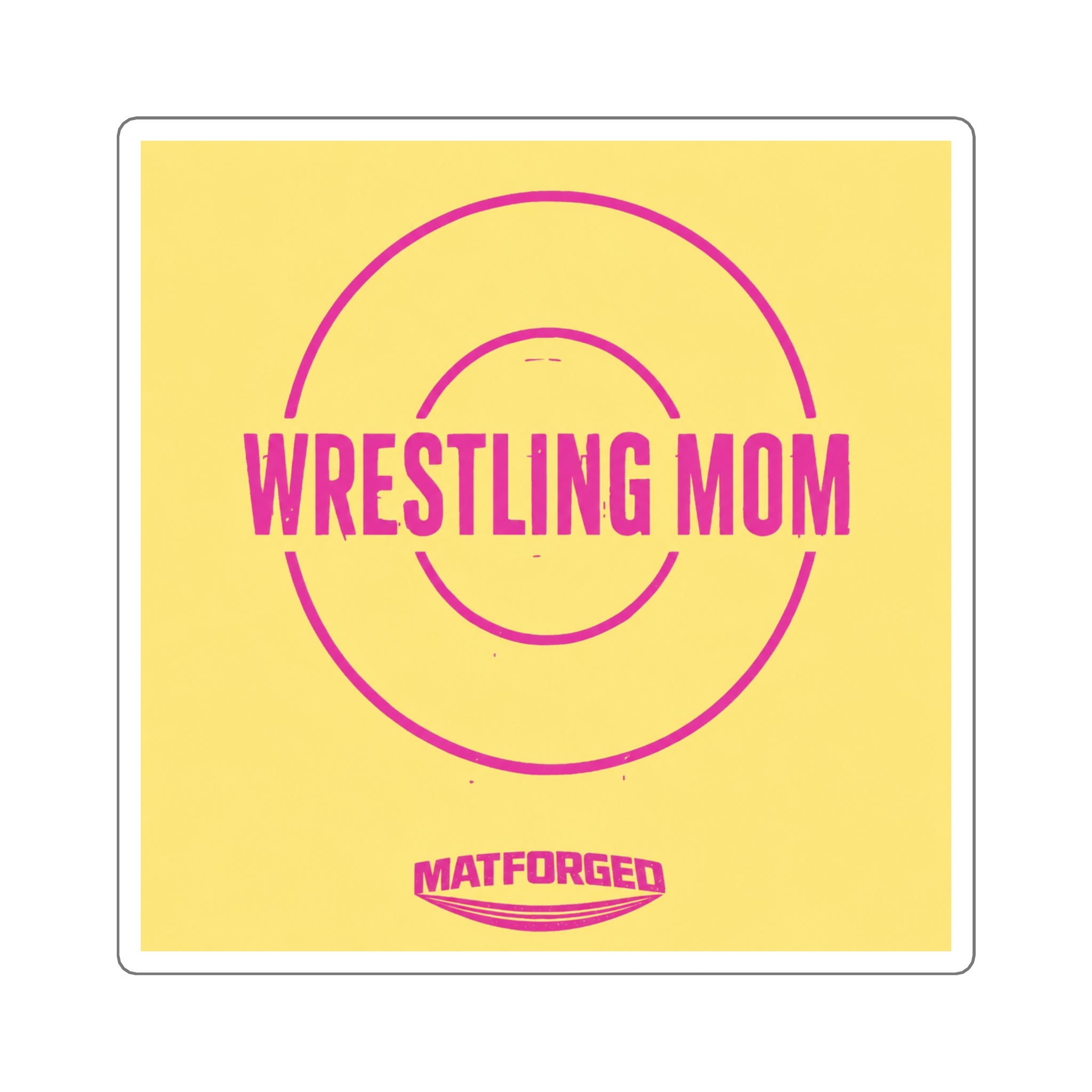 Support System - Wrestling Mom Yellow Square Sticker