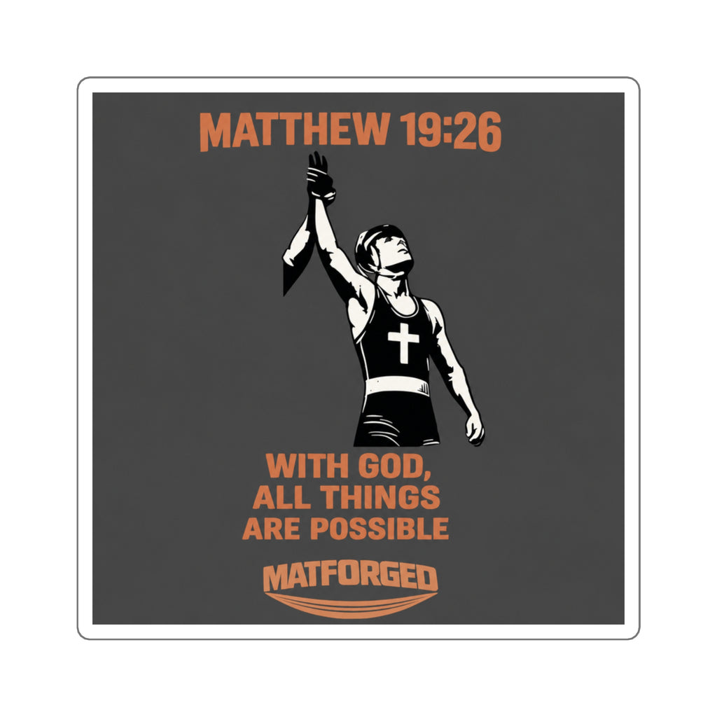 FaithForged - Matthew 19:26 Square Sticker