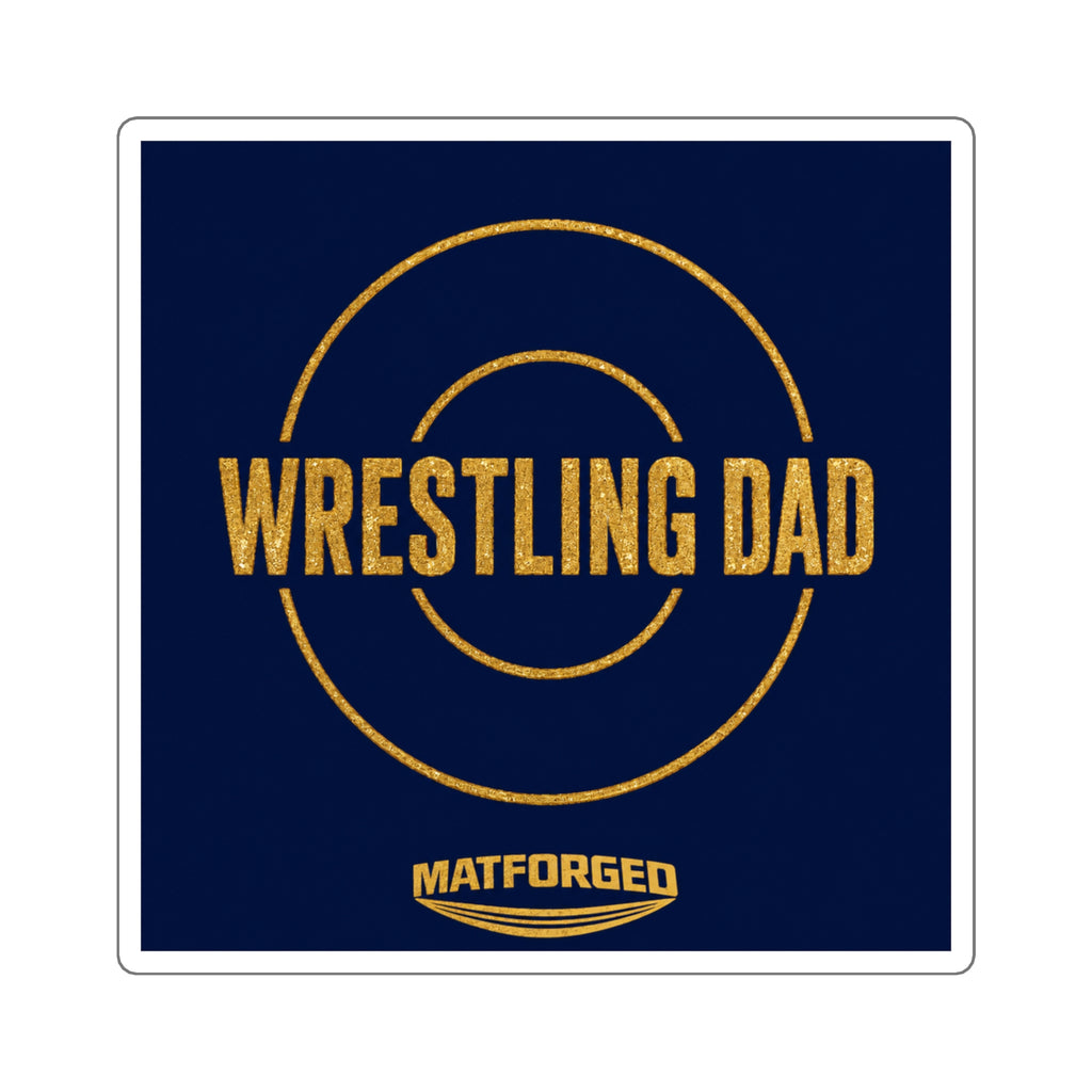 Support System - Wrestling Dad Navy Square Sticker