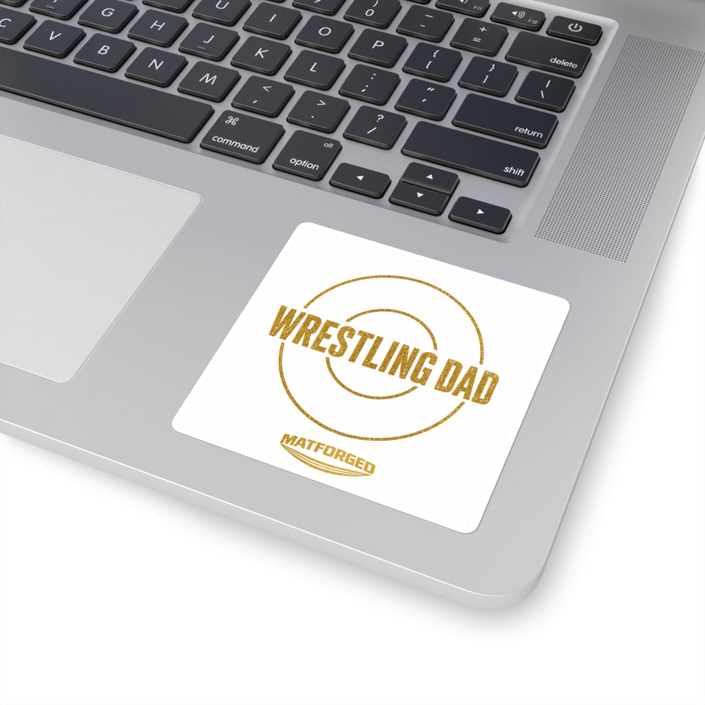 Support System - Wrestling Dad White Square Sticker