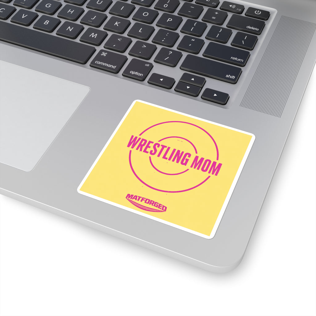Support System - Wrestling Mom Yellow Square Sticker