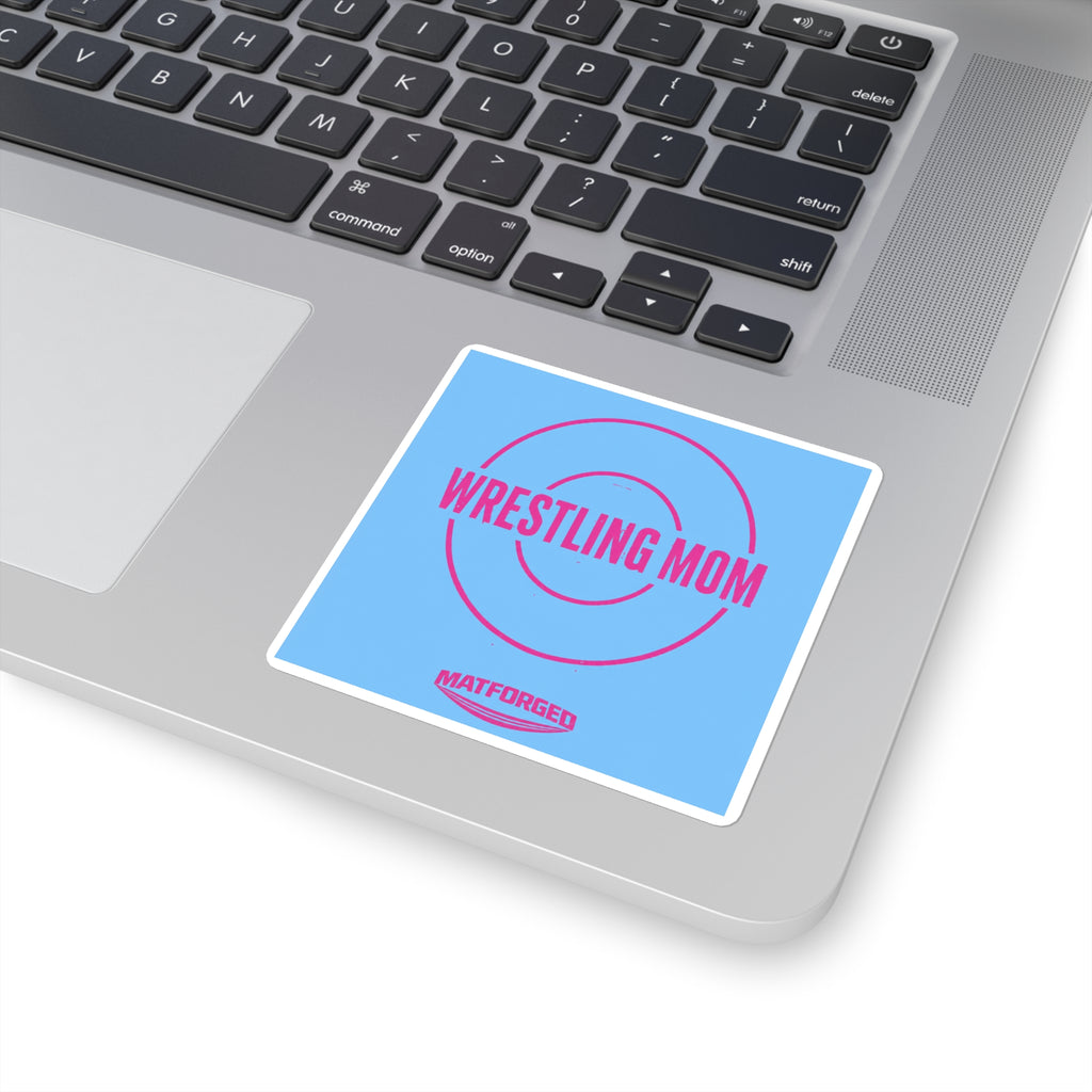 Support System - Wrestling Mom Light Blue Square Sticker