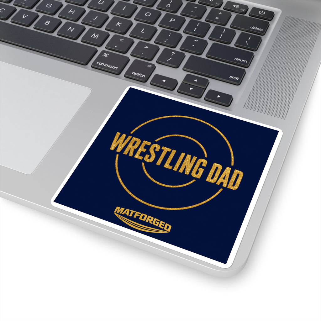 Support System - Wrestling Dad Navy Square Sticker